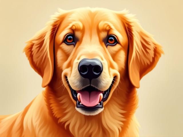 Painterly digital portrait of a dog with textured brushstrokes and warm colors, a perfect custom digital art pet piece.